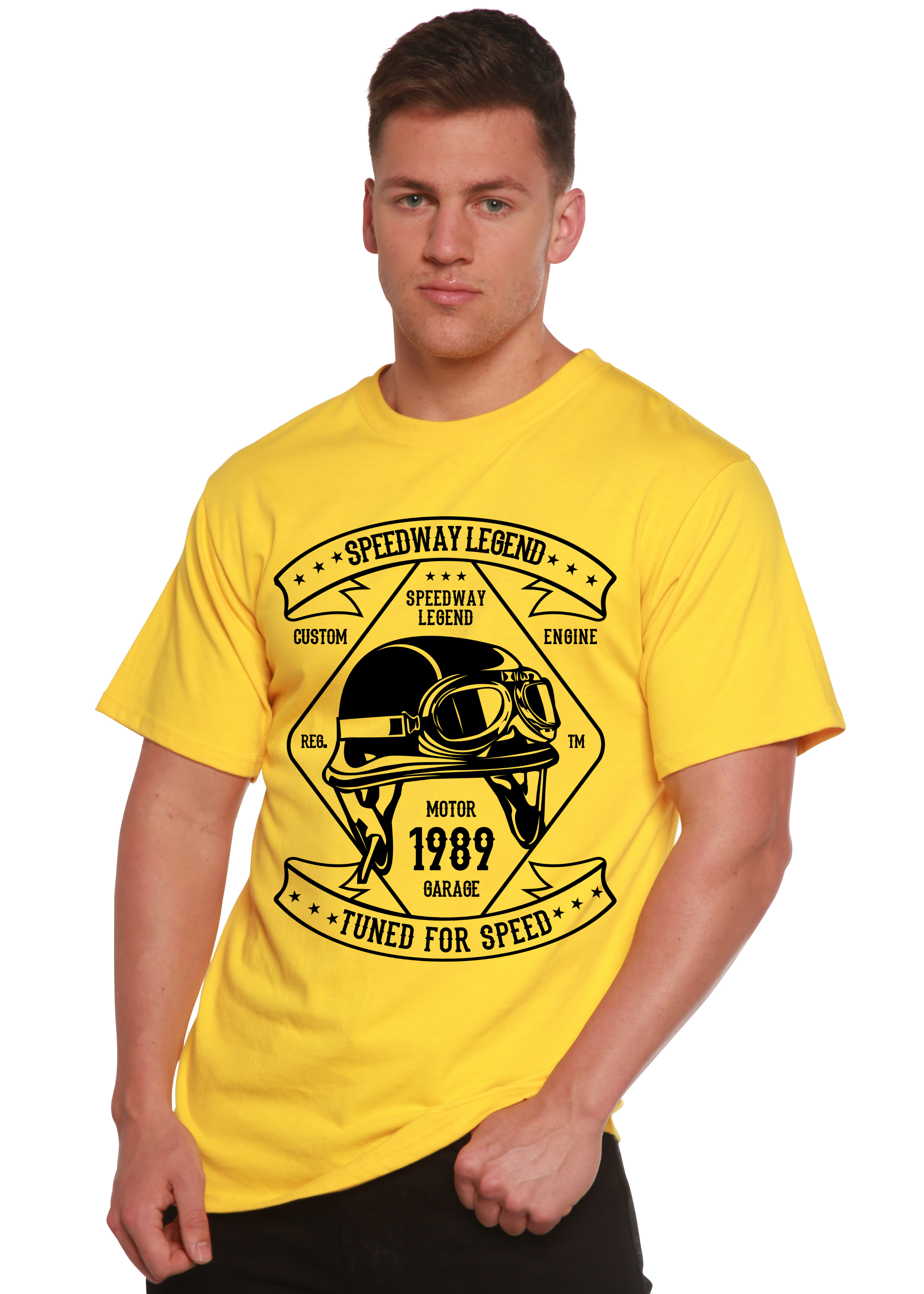 T-shirt graphique Speedway Legend Spun Bamboo® à manches courtes en viscose de bambou/coton biologique pour homme