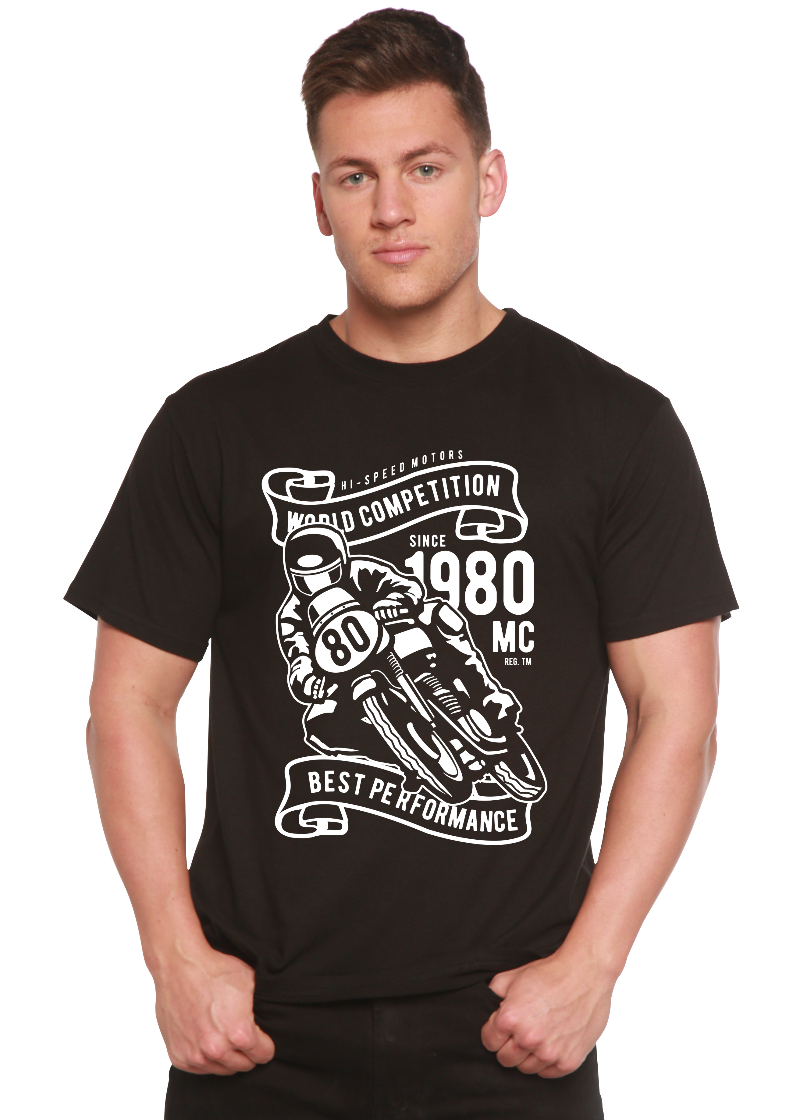 T-shirt graphique à manches courtes en bambou viscose/coton biologique pour homme - Compétition mondiale