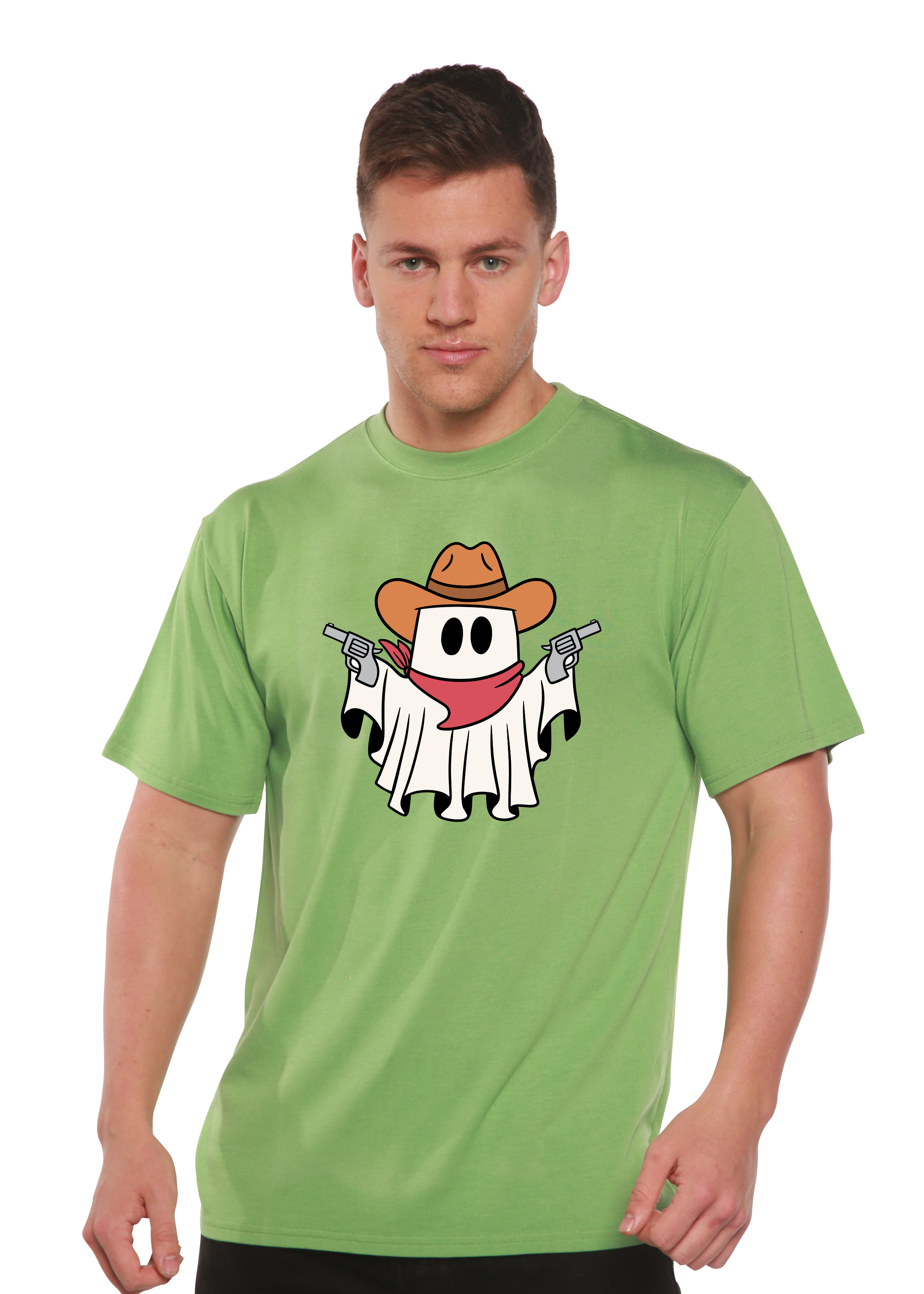 T-shirt graphique unisexe à manches courtes en viscose de bambou et coton biologique Cowboy Ghost