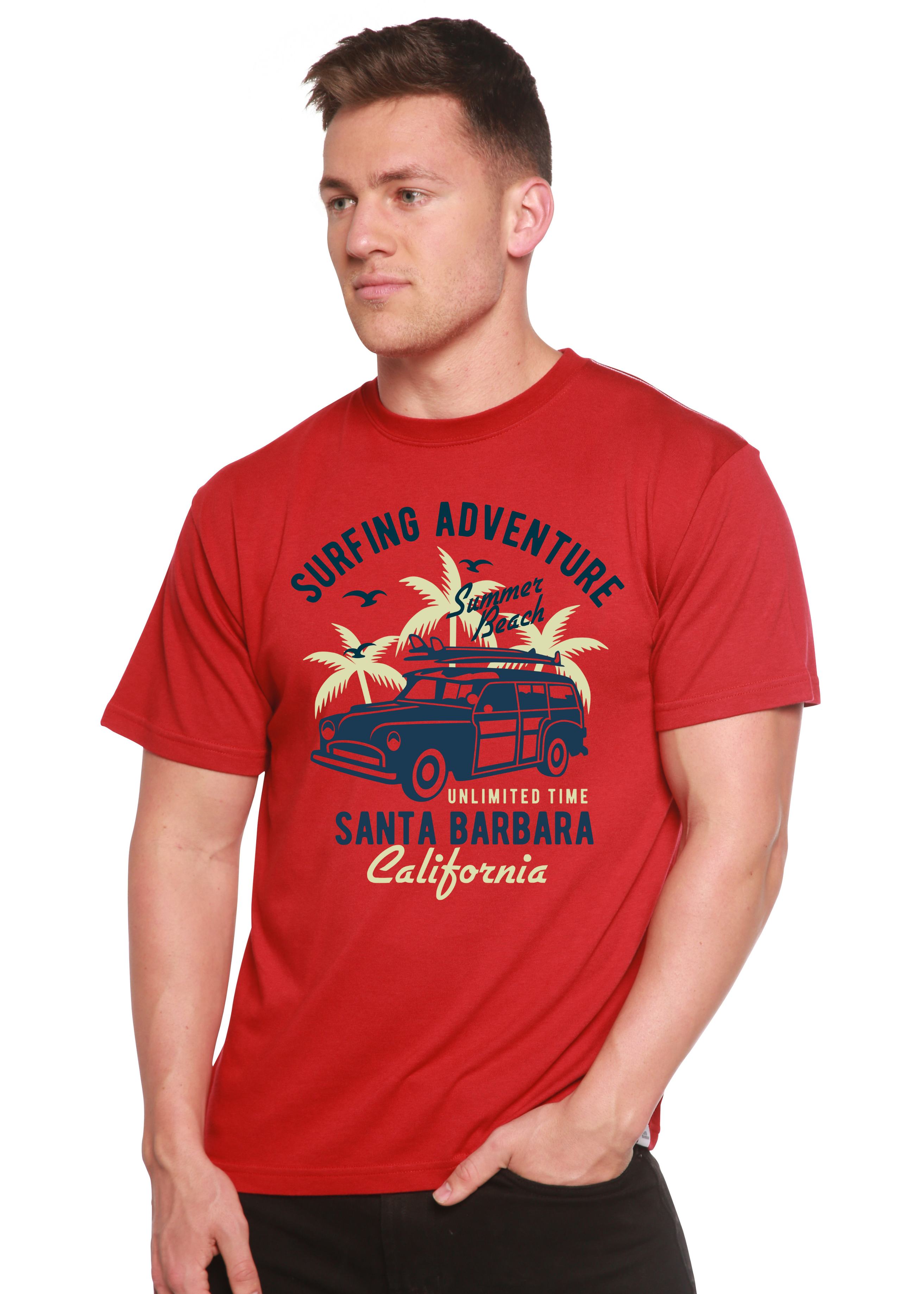 T-shirt graphique à manches courtes pour homme en viscose de bambou/coton biologique Surfing Adventure Spun Bamboo®