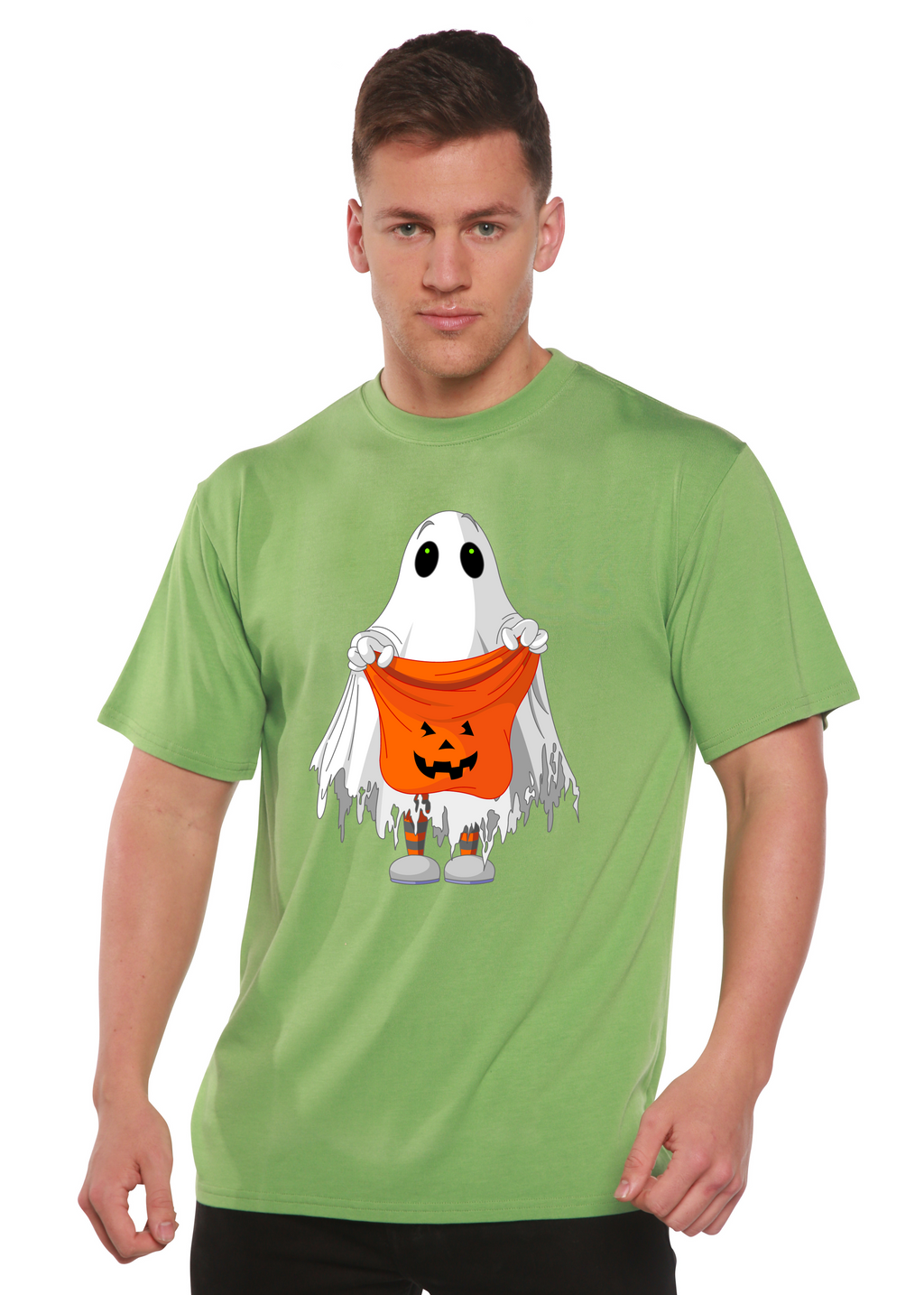 T-shirt graphique à manches courtes en bambou viscose/coton biologique motif Boo Halloween pour homme