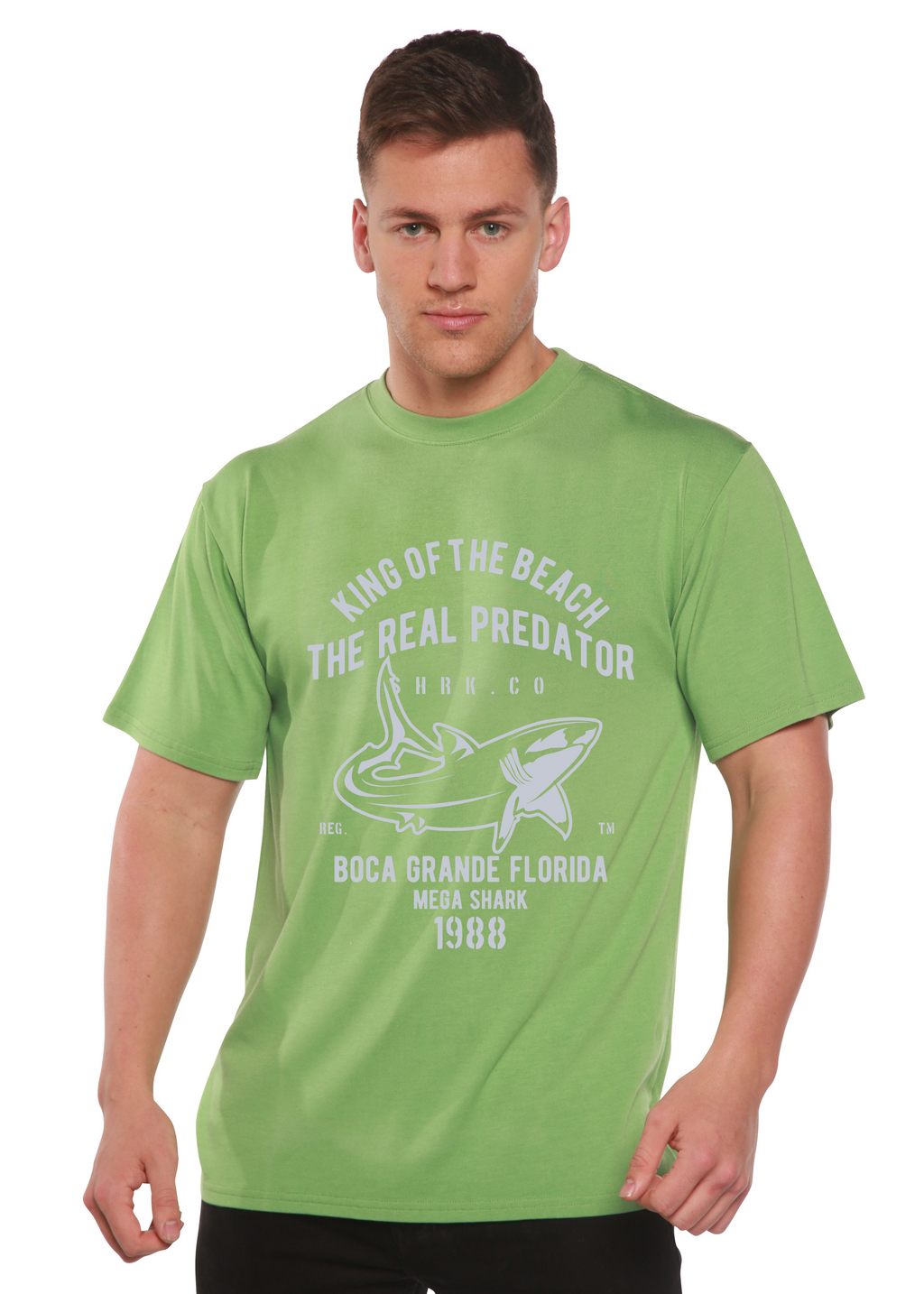 T-shirt à manches courtes avec motif graphique en viscose de bambou/coton biologique Shark Real Spun Bamboo® pour homme