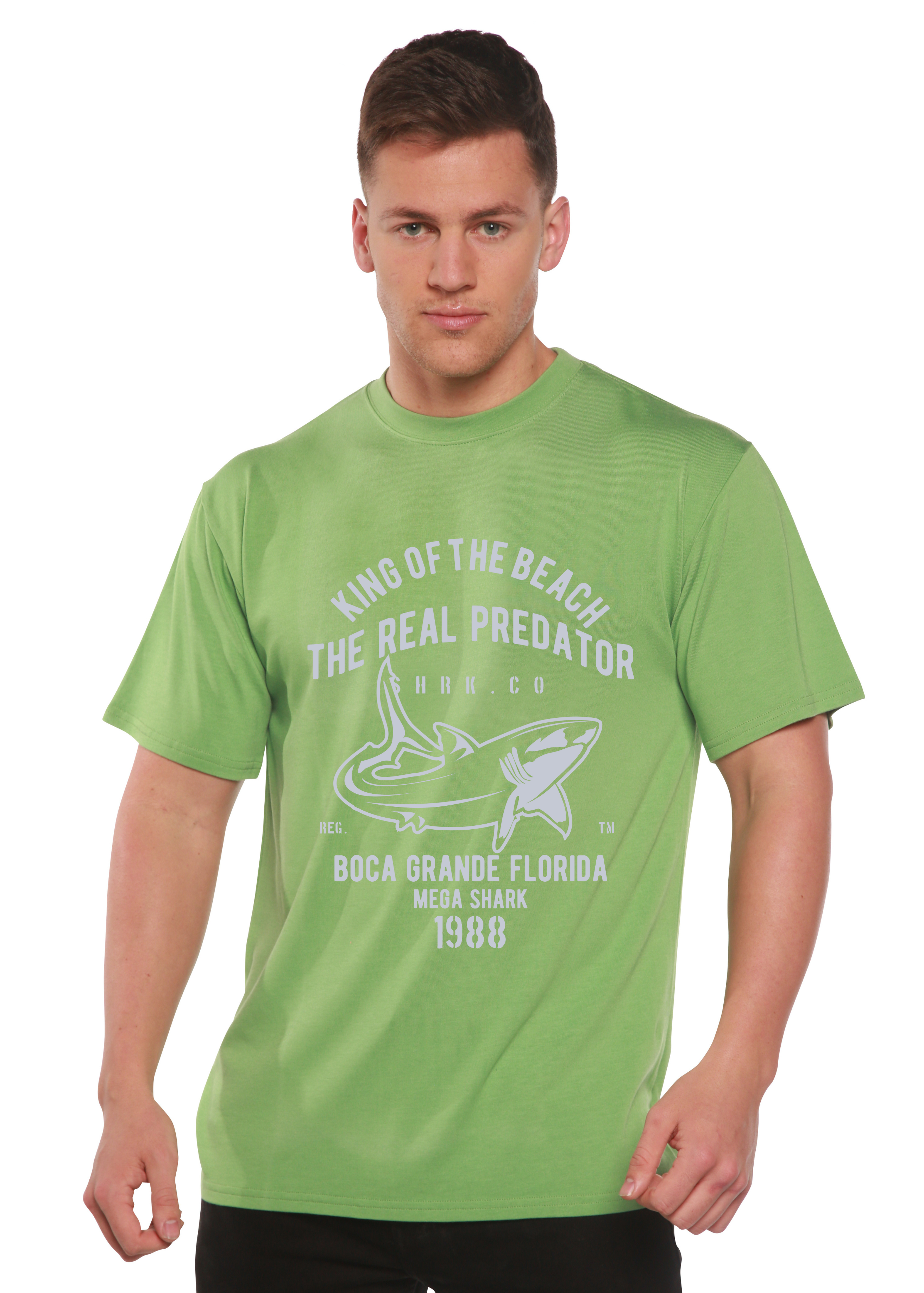 T-shirt à manches courtes avec motif graphique en viscose de bambou/coton biologique Shark Real Spun Bamboo® pour homme