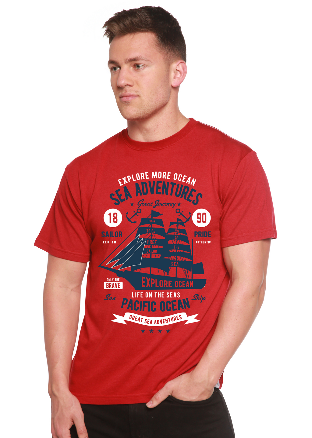 T-shirt graphique Sea Adventures Spun Bamboo® à manches courtes en viscose de bambou/coton biologique pour homme