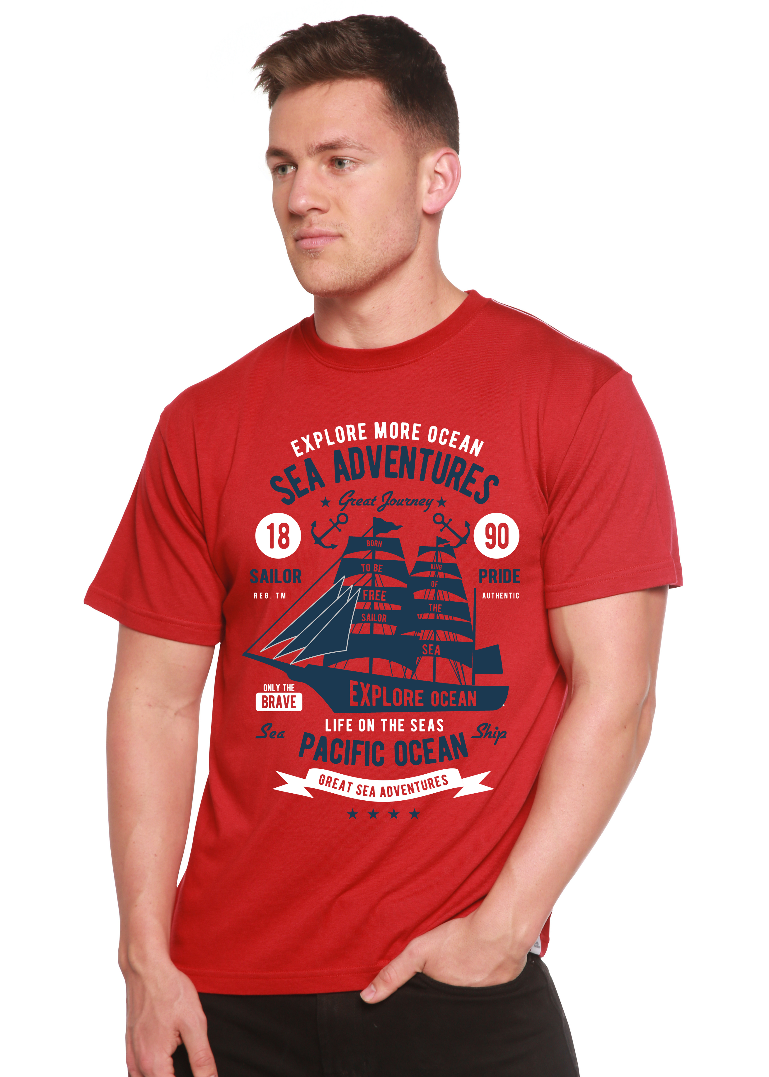 T-shirt graphique Sea Adventures Spun Bamboo® à manches courtes en viscose de bambou/coton biologique pour homme