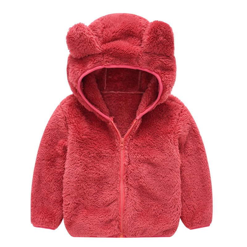 Pull polaire d'hiver moderne pour enfants, veste à capuche pour garçons et filles, manteau chaud pour bébé avec oreilles d'ours