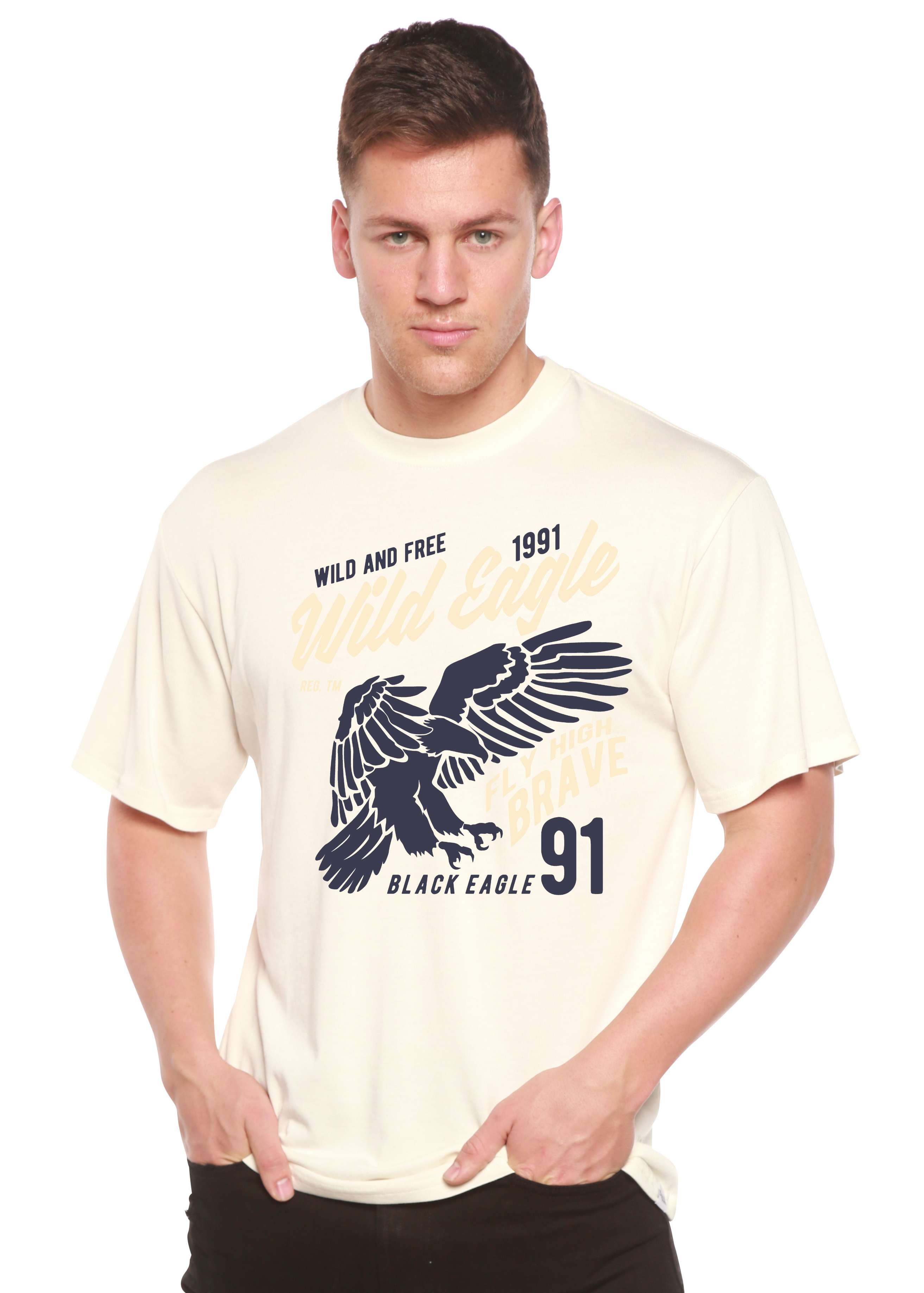 T-shirt graphique Wild Eagle Spun Bamboo® à manches courtes en viscose de bambou/coton biologique pour homme