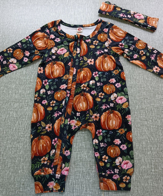 Bébé Filles Barboteuses Imprimé Floral Volants Simple Boutonnage Combinaison Bandeau Vêtements Tenues Pour Filles avec Nœud Imprimé Floral