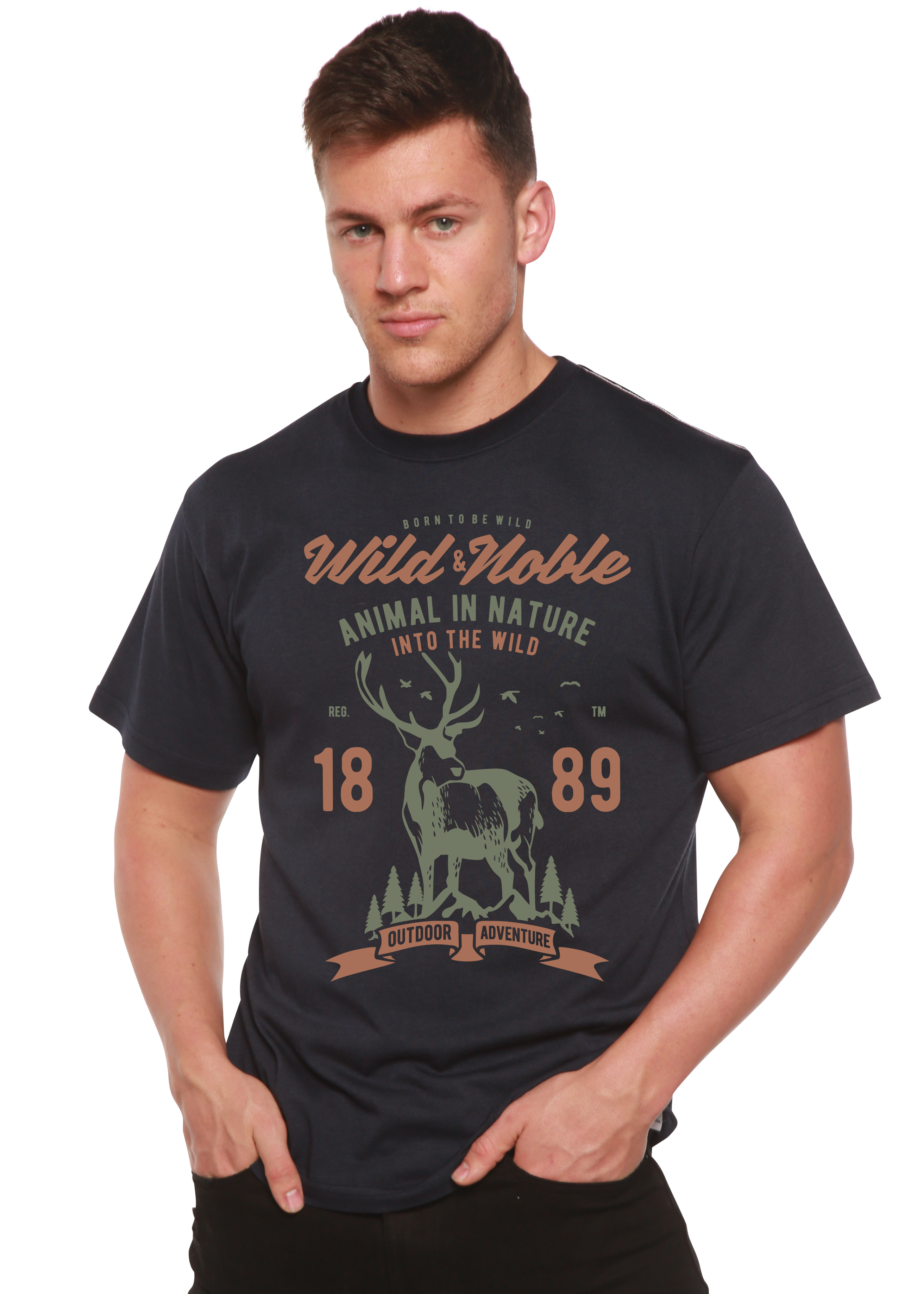 T-shirt graphique à manches courtes en viscose de bambou et coton biologique Wild And Noble Spun Bamboo® pour hommes