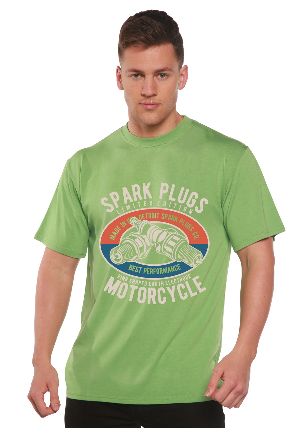 T-shirt graphique à manches courtes en viscose de bambou/coton biologique Spark Plugs Spun Bamboo® pour homme