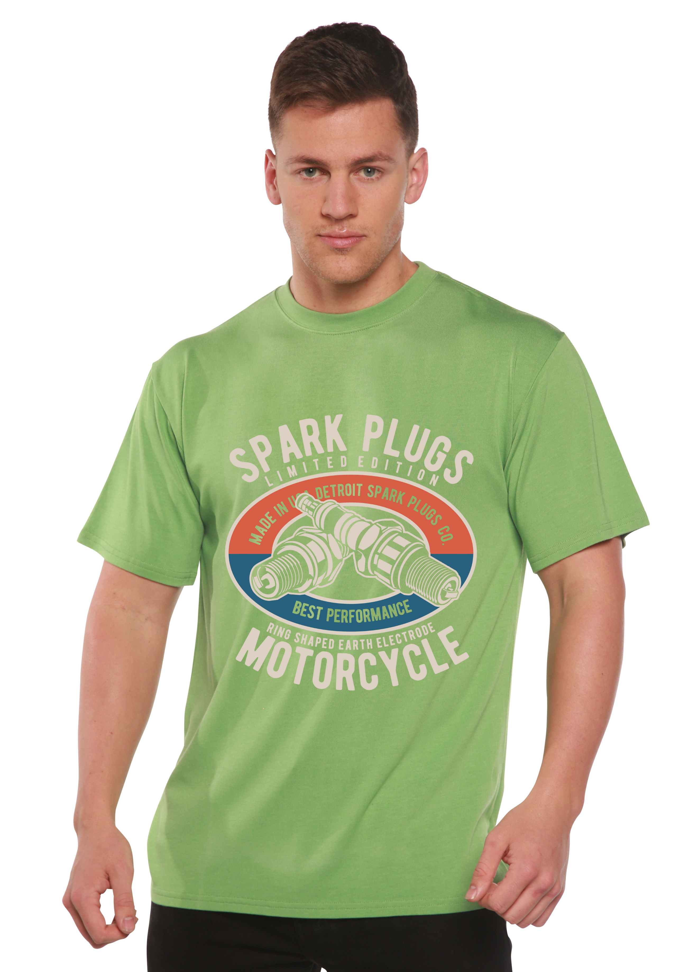 T-shirt graphique à manches courtes en viscose de bambou/coton biologique Spark Plugs Spun Bamboo® pour homme
