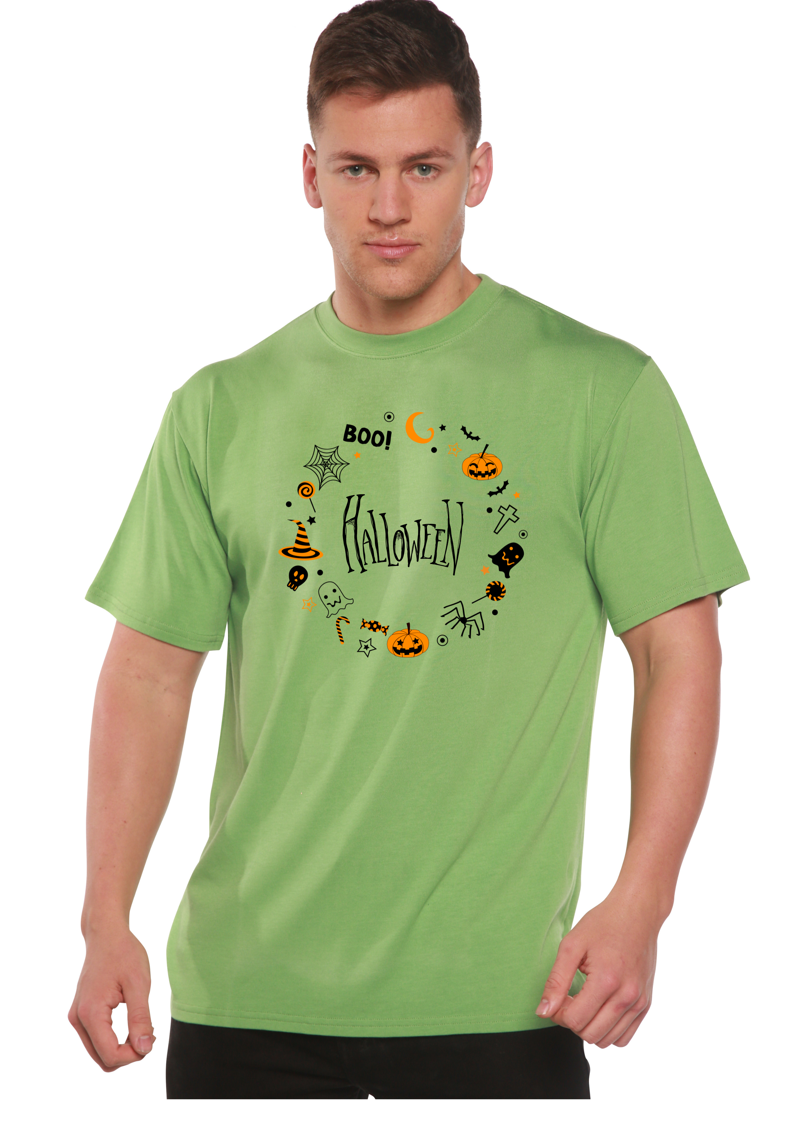 T-shirt graphique Bool Halloween à manches courtes en viscose de bambou et coton biologique pour homme