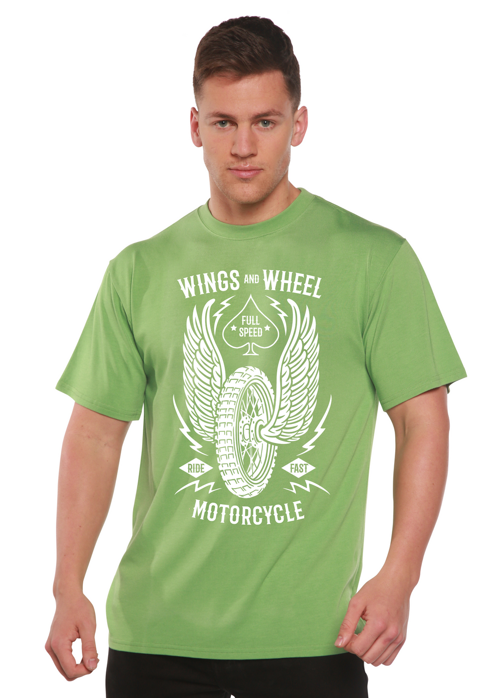 T-shirt à manches courtes en bambou/coton biologique à motif Wings And Wheel Spun Bamboo® pour homme