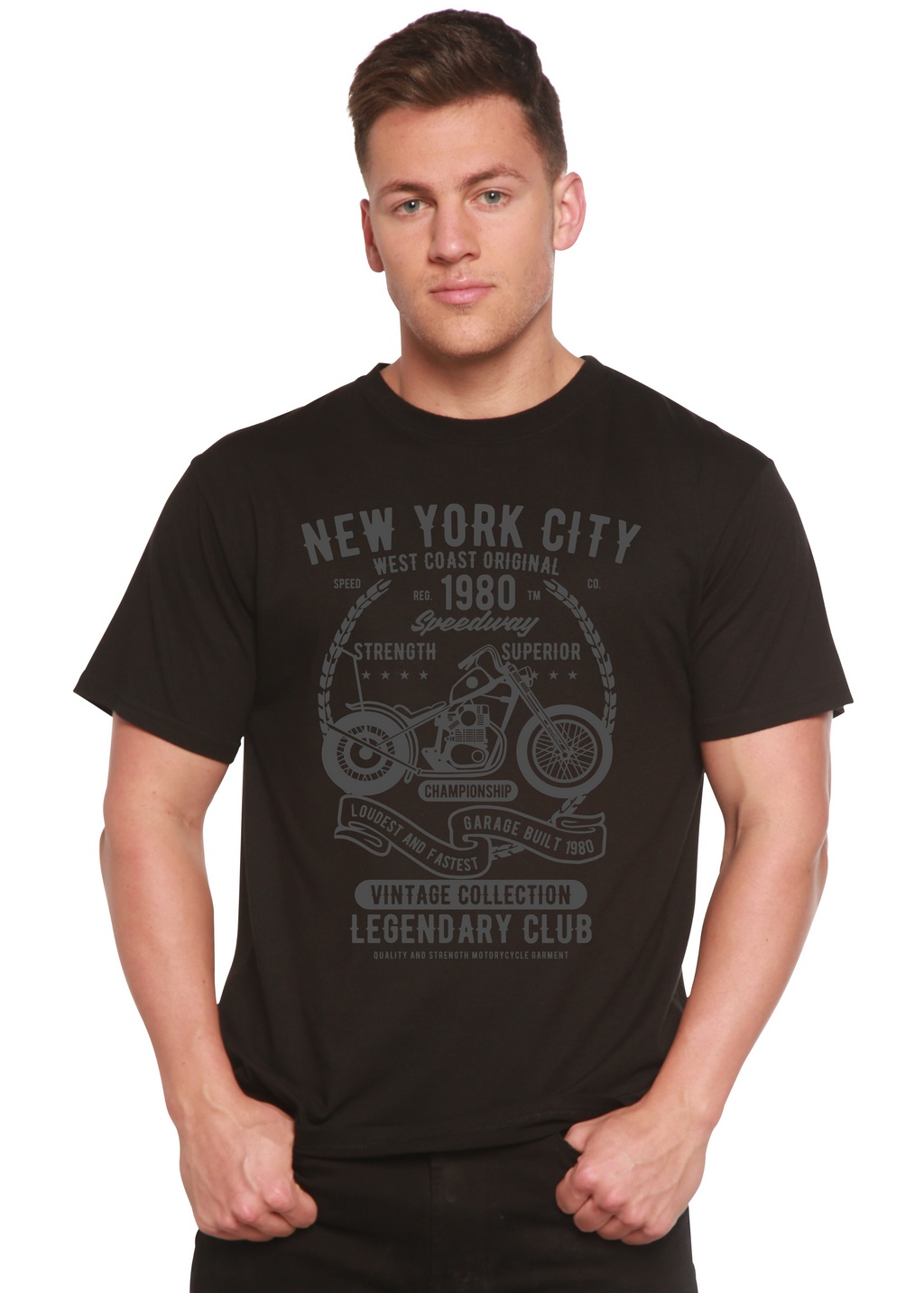 T-shirt graphique à manches courtes en viscose de bambou/coton biologique Spun Bamboo® pour hommes New York City