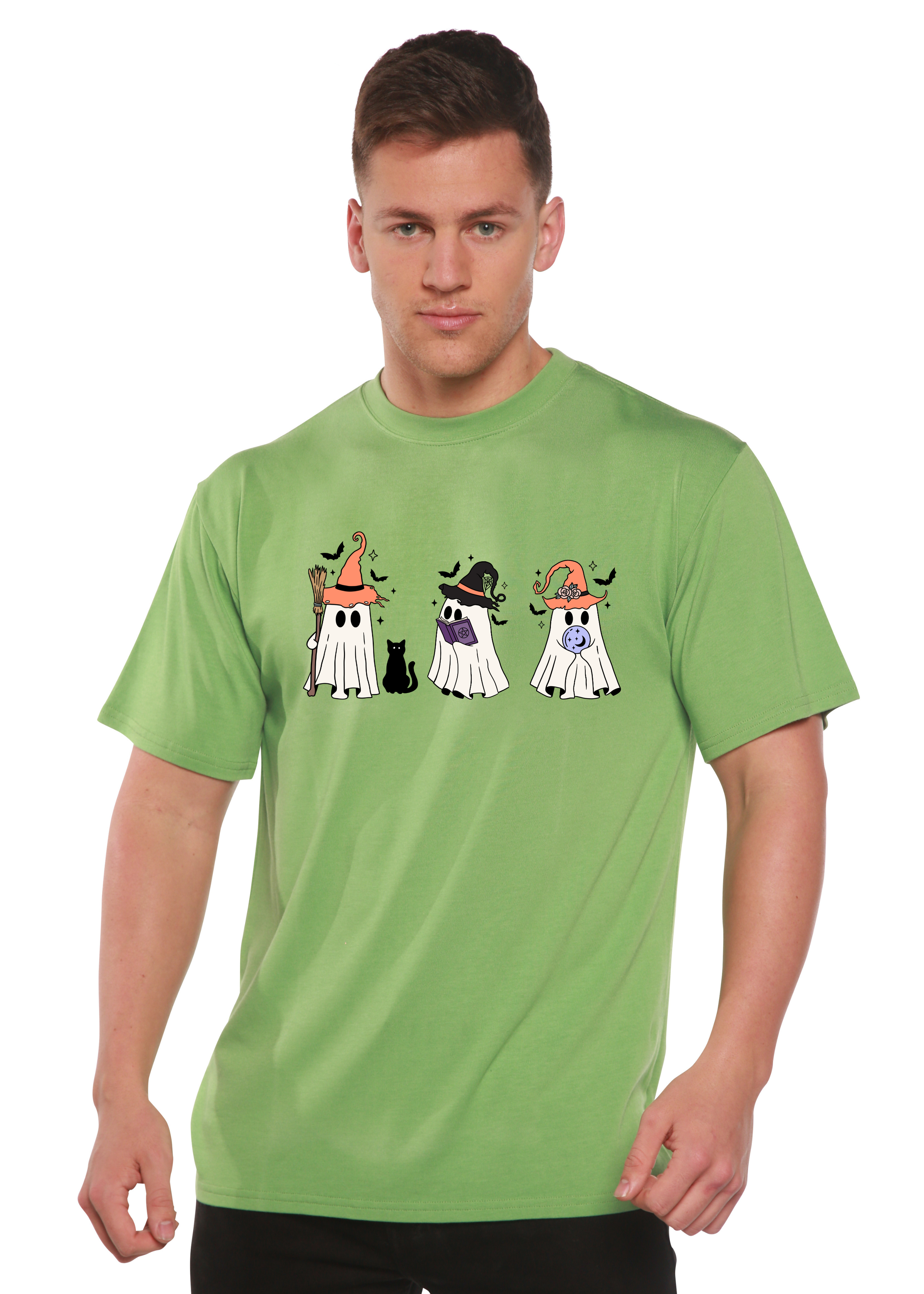 T-shirt graphique à manches courtes Halloween Boo pour homme en bambou viscose/coton biologique