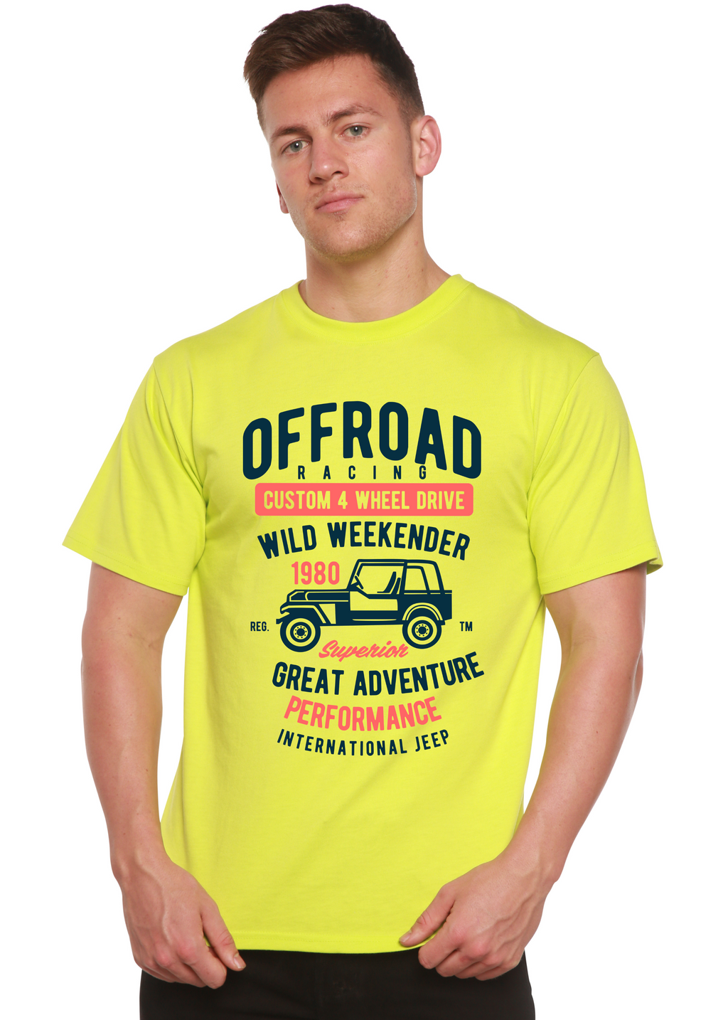 T-shirt graphique Off Road Racing en bambou Spun Bamboo® pour homme, en viscose de bambou/coton biologique, à manches courtes