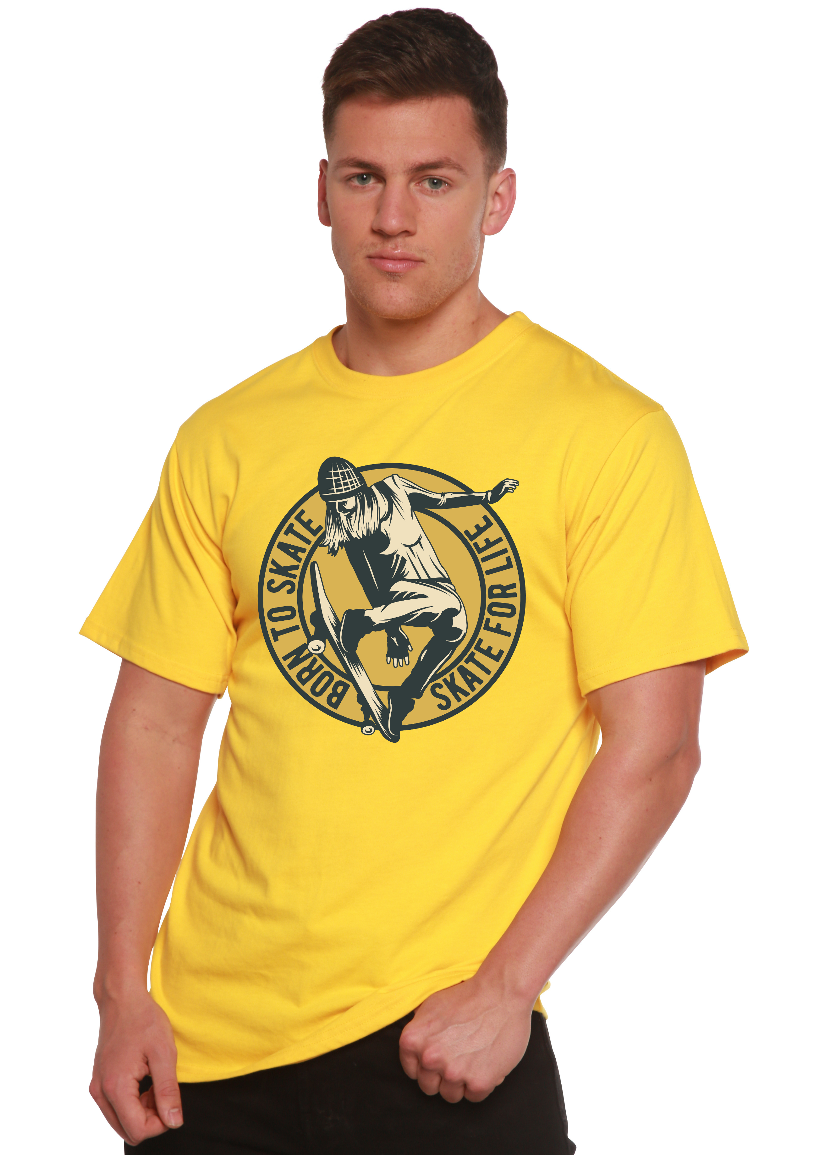 T-shirt à manches courtes en viscose de bambou et coton biologique avec motif « Skate For Life » pour homme