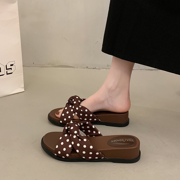 Sandales Compensées à Pois – Sandales Bohèmes à Brides Croisées