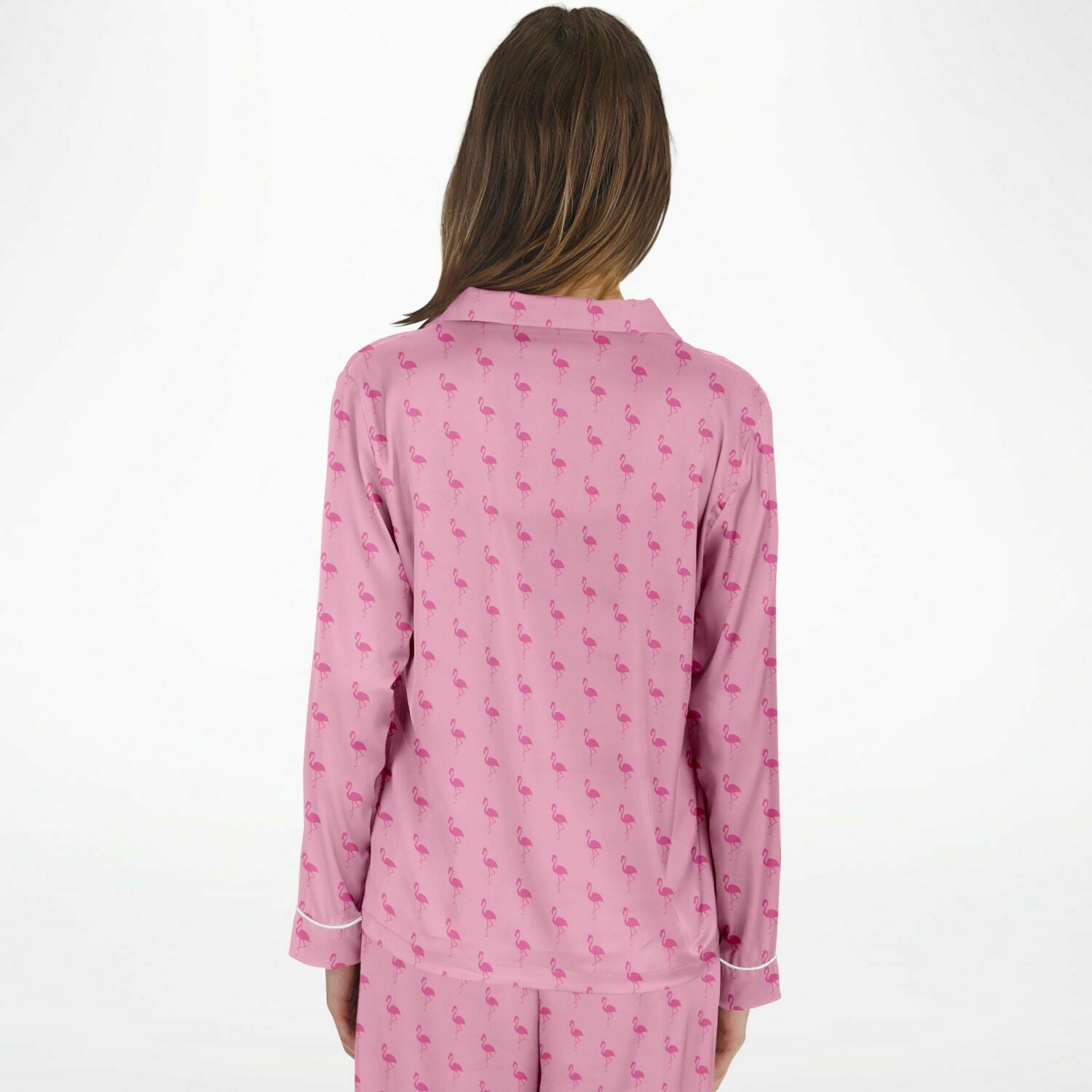Pyjama en satin simple flamant rose