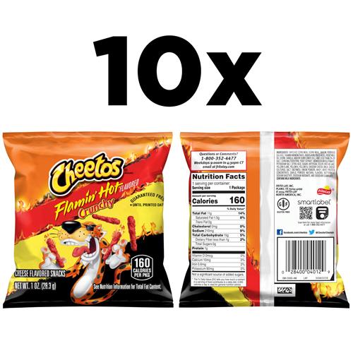 Cheetos Crunchy Flaming Hot, 28 g, paquet de 10
