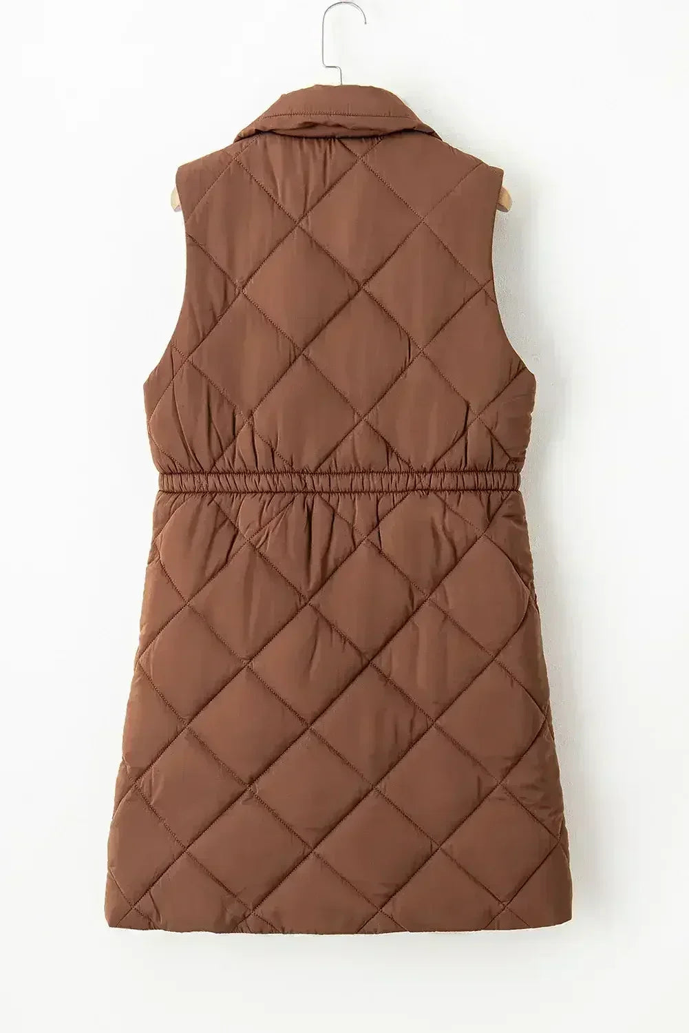 Gilet matelassé col montant à poches - couleur Café