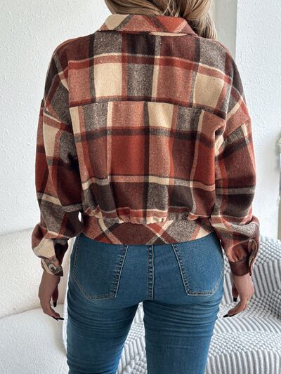 Veste à carreaux boutonnée à manches longues pour femme, confortable, tendance et décontractée, veste simple