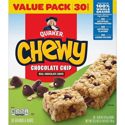 Quaker Chewy Pépites de chocolat, 23,8 g, 30 unités