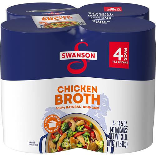 Bouillon de poulet 100 % naturel Swanson, canette de 411 g (lot de 4)