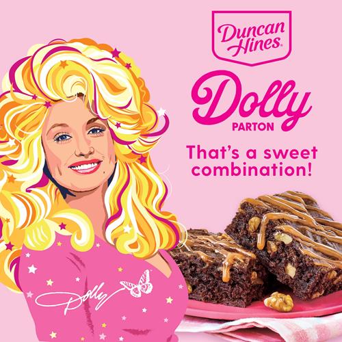 Préparation pour brownies saveur caramel tortue Duncan Hines Dolly Parton, 473 g.