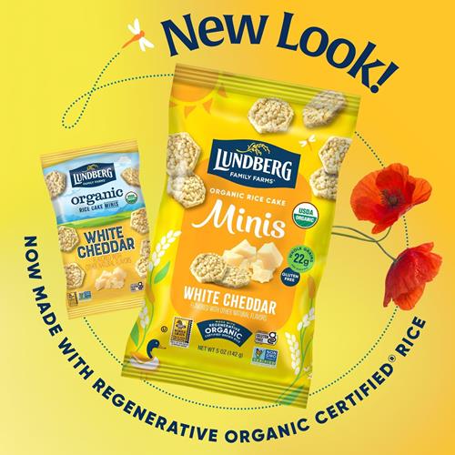 Lundberg Mini-Galettes de riz au cheddar blanc biologique, 142 g, Sans gluten, Certifié biologique par l'USDA, Vérifié sans OGM, Riz brun à grains entiers