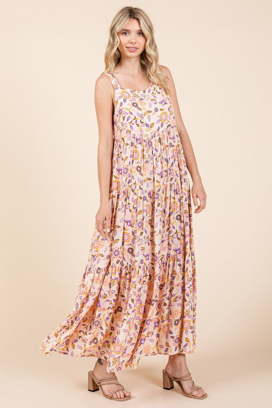 Nouvelle robe longue fluide sans manches à imprimé floral d'été – Robe florale élégante et flatteuse avec taille empire