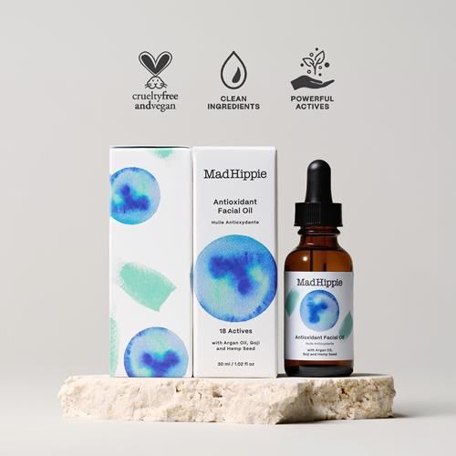 Huile visage antioxydante Mad Hippie - Huile visage pour femmes/hommes avec huile d'argan bio, hydratant non comédogène pour le visage avec des sources naturelles de vitamine C et d'huile de vitamine E pour le soin de la peau, 30 ml -