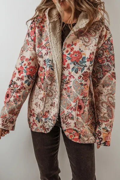 Veste à capuche légère et élégante à manches longues imprimée vintage d'automne