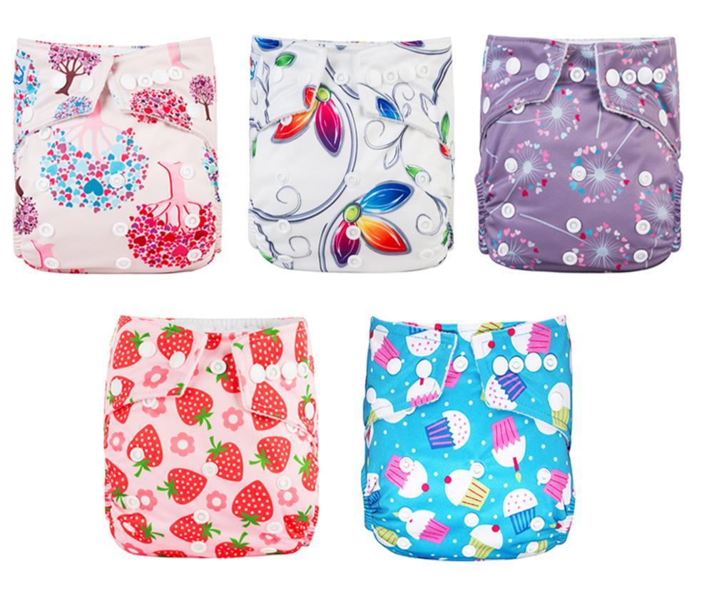 Couches imprimées de luxe modernes pour bébé, lot de 5, couches lavables de bonne qualité avec poche pour enfants
