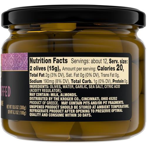 Olives vertes farcies à l'ail Sélection privée 6,3 oz