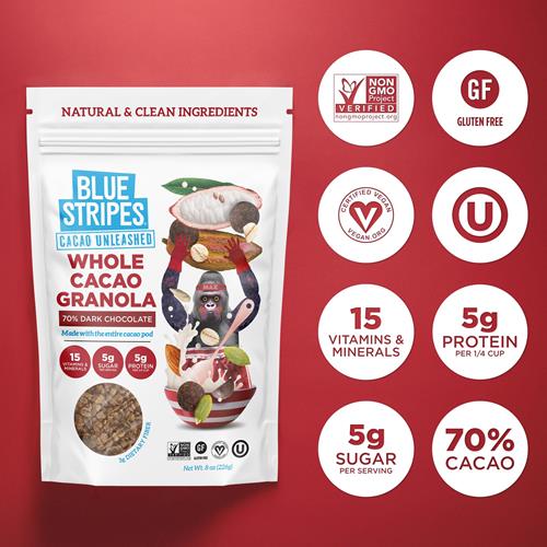 Granola chocolat noir et cacao entier Blue Stripes, 227 g