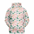 Sweat à capuche motif floral tropical flamant rose