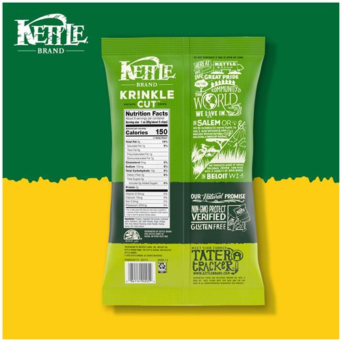 Kettle Brand Croustilles de pommes de terre coupe ondulée cornichon à l'aneth, 7,5 oz