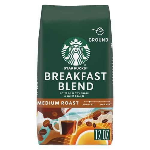 Café moulu Starbucks, café torréfié moyen, mélange petit-déjeuner, 100 % Arabica, 1 sac (340 g)