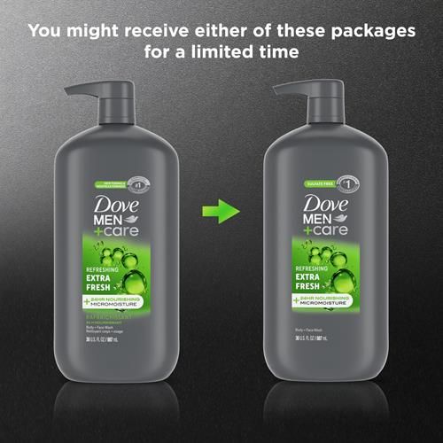 Gel Douche Corps Et Visage Dove Men+Care Rafraîchissant Extra Frais Pour Hommes Avec Technologie Micromoisture Nourrissante 24H 887 ml