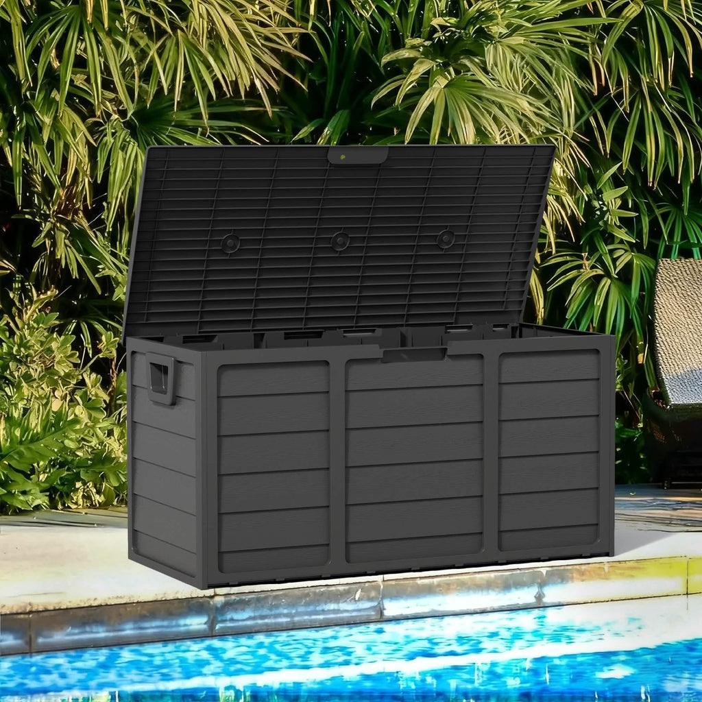 Boîte de rangement extérieure de 284 litres avec poignées – Noire