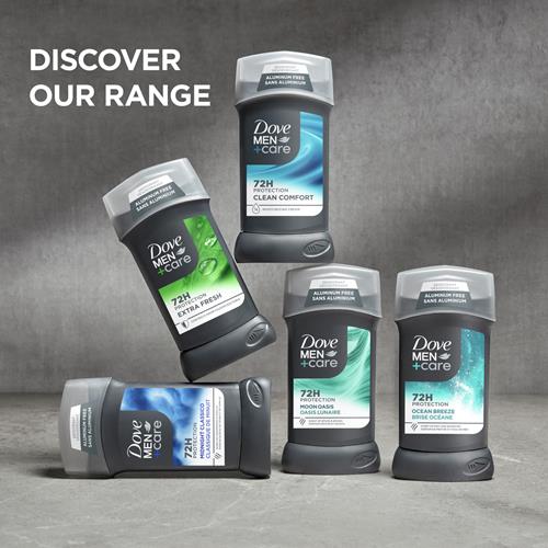 Dove Men+Care Déodorant en stick sans aluminium pour homme, fraîcheur intense, protection anti-odeurs 72 heures, déodorant homme avec 1/4 de crème hydratante, 85 g