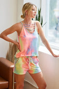 Short décontracté en tissu éponge tie-dye BiBi