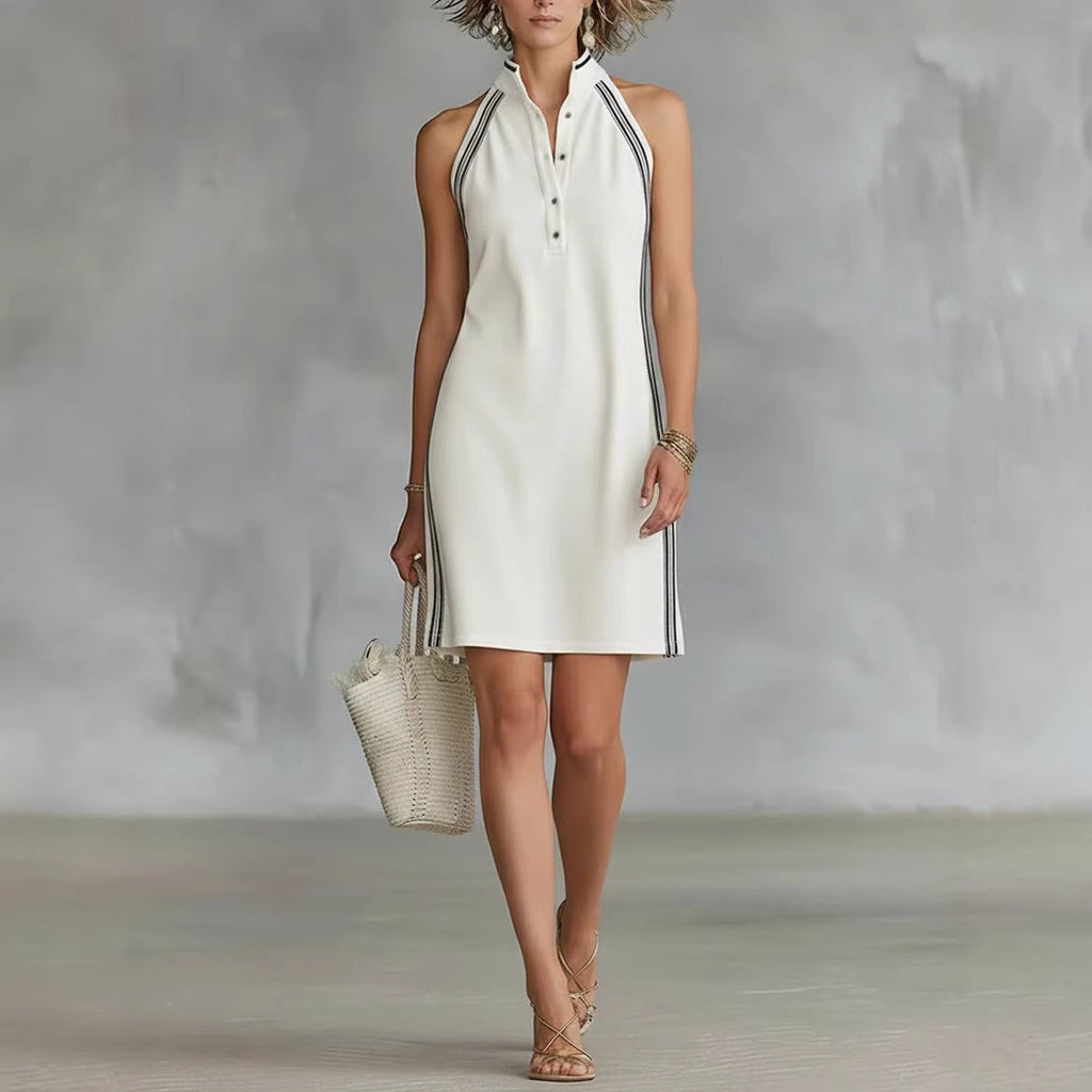 Robe Chemise sans Manches à Col Boutonné pour Femme