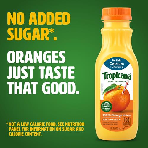 Jus d'orange Tropicana Pure Premium 100 % Original, calcium + vitamine D, bouteille de 325 ml