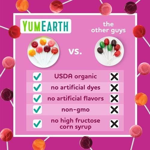 Sucettes Bio à la Vitamine C Yumearth, Saveurs Assorties, 60 Sucettes aux Fruits, Sans Allergènes, Sans Gluten, Sans OGM, Véganes, Sans Arômes ni Colorants Artificiels