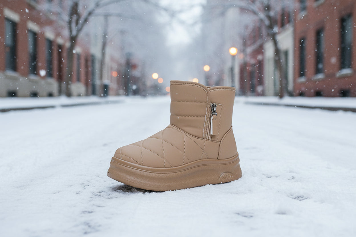 Bottes d'hiver chaudes et doublées de polaire pour femme – Bottines décontractées antidérapantes