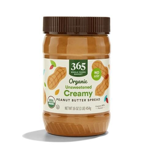 Whole Foods Market, Beurre de cacahuètes biologique sans sucre, 454 g