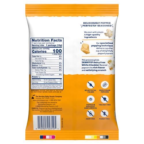 Popcorn Skinnypop, Cheddar Blanc Sans Produits Laitiers, Sans Gluten, Sans OGM, Snacks Sains, Sacs Taille Individuelle 0.65Oz (Lot de 6)