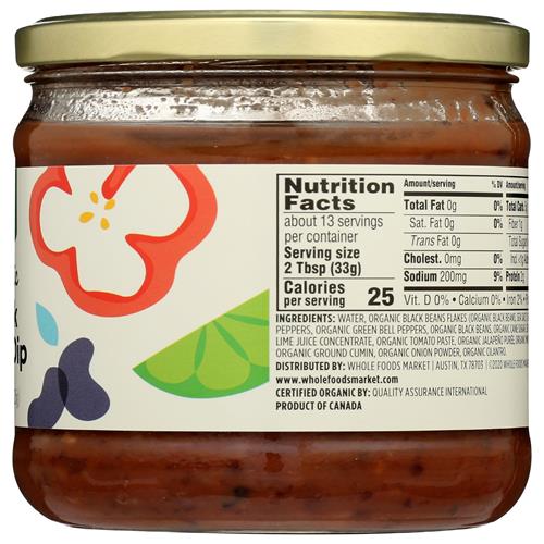 Whole Foods Market, Trempette de haricots noirs biologique, 425 g